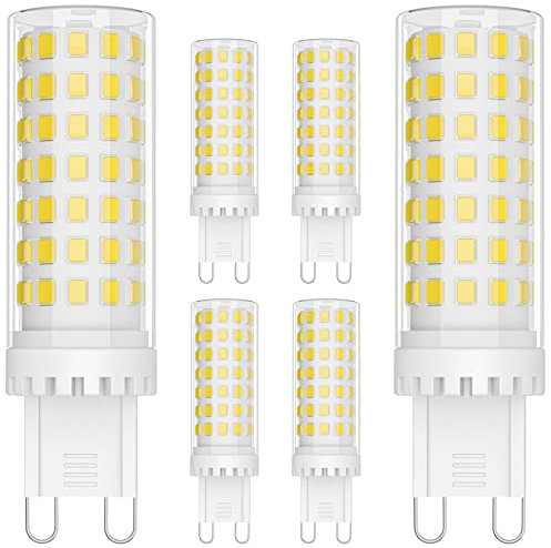 Klighten 6PCS Bombilla LED G9 de 9W Equivalente a 70W Lampara Halógena, Blanco Frío 6000K, 900LM, No regulable, 360 Grados, Lámpara G9 para Iluminación del Hogar