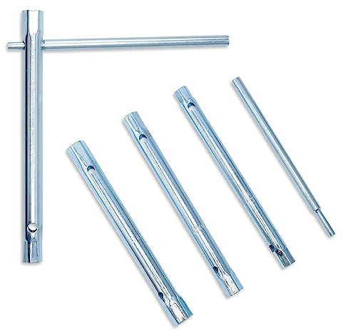 CCLIFE Jeu de Cle a Tubes,Clés à Tubes Douille Tubulaires Emmanchée Clés a Double Extrémité 4 pièces avec 1 Barres 6 x 7-20 x 22 mm