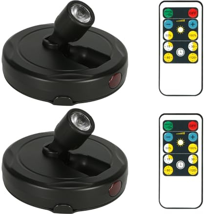 KANESIKI Cordless Spotlight Battery Operated, Indoor Plant Light, LED Display Puck Lights, Dimmable Accent Lighting with Remote, Uplight for Picture Tree Painting Gallery Dartboard Art Photo