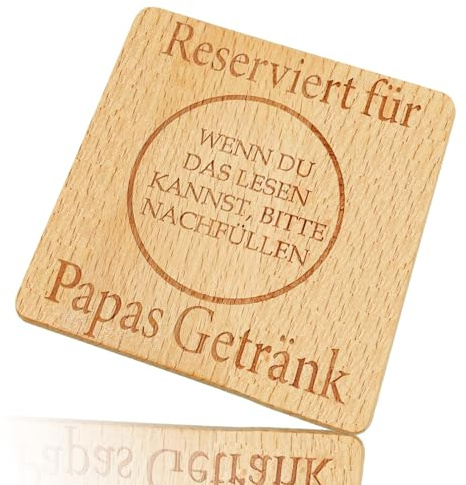 Suguru® Sottobicchiere in legno riservato per bevande di papà, antiscivolo, resistente al calore, lavabile, divertente sottobicchiere, regalo per papà, papà, festa della mamma, festa del papà (papà)