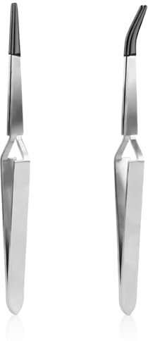 Grendly Pinces Artisanales Pincettes Industrielles Droites et Courbées Embouts Pointus en Caoutchouc Verrouillage Pincettes à Souder pour la Fabrication de Électroniques