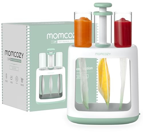 Momcozy Squeeze Station for Homemade Baby Food,Pouch Filling Station for Puree Food for Babies&Toddlers,No Food Splashing,Dishwasher Safe,BPA-Free,with Reusable Bags