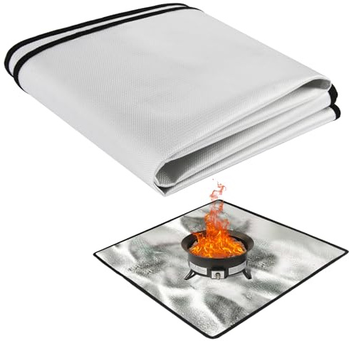 Flintronic Matta för eldstad – 100 x 100 cm under grillmatta för utomhusgrill, camping brandsäker duk för grillning, gräsmatta, picknick