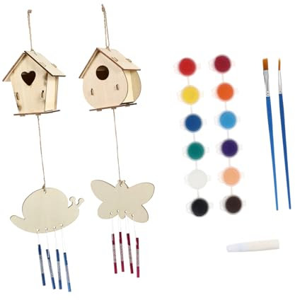 Yardwe Nids Oiseaux Bois Décoration De Maison Bricolage Maison Oiseaux Peinte Main Artisanat