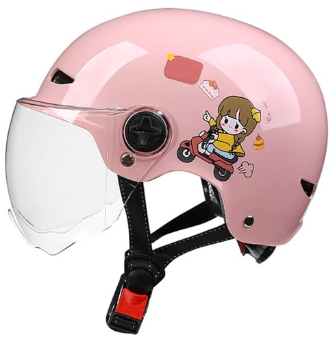 GNIUBBDB Kinder-Motorradhelm mit offenem Gesicht, ECE-geprüfter Rollerhelm mit Visier, Rollerhelm für Jungen und Mädchen im Alter von 3 bis 12 Jahren B,51-56CM