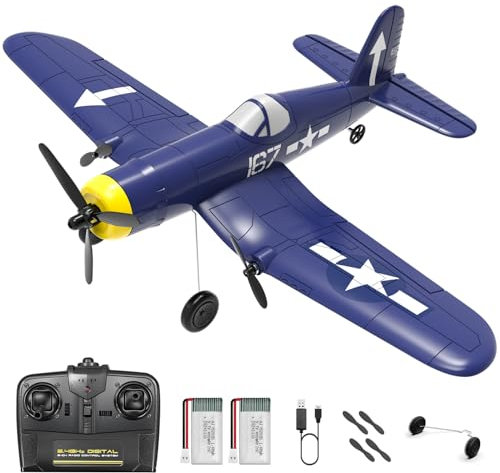 HAWK'S WORK 3 Channel RC Plane F4U Corsair, Remote Control Warbird Ready to Fly, 2.4GHz 6-axis Gyro Stabilizer, Easy to Fly for Kids & Beginners