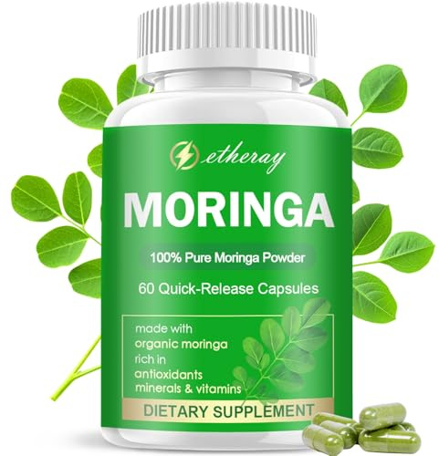 Moringa Capsules, Pure Moringa Powder 800mg per Serving - Rich in Antioxidants Multi Minerals & Vitamins | Green Superfood - Natural & Vegan Supplement - 60 Capsules