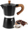 Kinberry Cafetière italienne en aluminium de 300 ml pour cappuccino, latte, moka électrique, 300 ml, noir