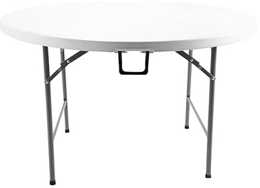 XONE Tavolo Catering Tondo Richiudibile diametro 120 cm | Tavolo Pieghevole bianco per giardino, balcone, campeggio | Tavolo Rotondo Ø120 cm