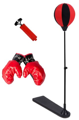 Slagboll för ungdomar – Teleskopredleksak för oberoende kickboxning med handskar, stabil bas för att bygga balans för rörelseutveckling | för uteplats
