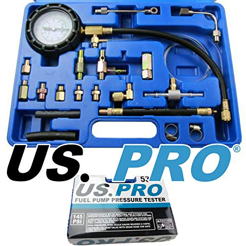 US PRO 20pc Petrol and Diesel Fuel Pump Pressure Tester Meter Kit Set 0 - 145 PSI 5385