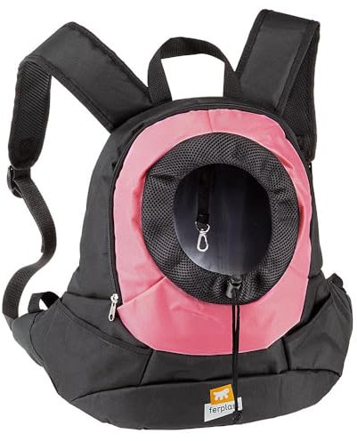 Ferplast Hunderucksack KANGOO, Katzentrucksack, Hundetasche, verstellbare Gurte, Sicherheitsgurt, max. 6 kg, 37 x 16 x 36,5 H cm, Rosa