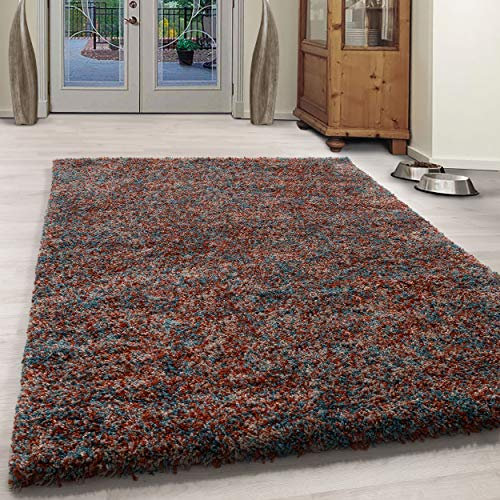 Ayyildiz Modern Hochflor Teppich, Flauschiger Langflor Teppich, Shaggy Flokati, Rechteckig, Meliert, Stilvoller Komfort für Dein Zuhause, Größe:140 x 200 cm, Farbe:Terra