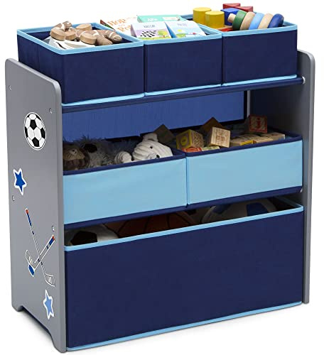 Delta Children Design and Store 6 Bin Toy Organizer, Grey/Blue