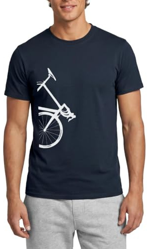Spreadshirt Vélo De Route Silhouette Vélo de Course Fixie Cycliste Cyclisme T Shirt Homme, L, Marine