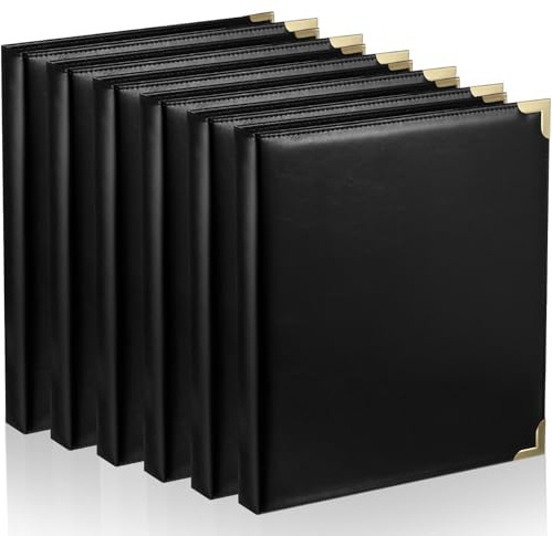 Cholemy 6 Pieces Leather 3 Ring Binder Portfolio Organizer Classic Collection Executive Presentation Round Rings Vintage Binder Holds 150 Sheets with 2 Inner Pockets
