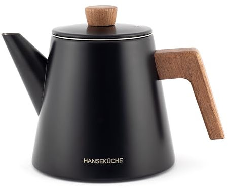 Hanseküche Teekanne - Hochwertige Kanne Mit Siebeinsatz Aus 304 Edelstahl - Design für Tee und Teebeutel (Edelstahl, 1 L)