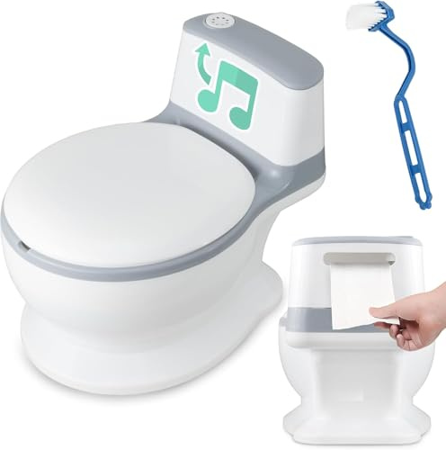 ALMAR Baby Orinal portátil con forma de wc para niños, con sonido de descarga de cadena, y portarrollos integrado fomenta el aprendizaje de tus hijos para ir al baño de forma divertida