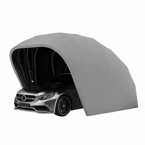 Cochera resistente, garaje portátil con marco de metal galvanizado, techo de estilo redondo. Toldo plegable móvil semiautomático para coche, camión, barco