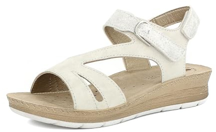 inblu Sandali Donna con Chiusura A Strappo E Cinturino, Plantare in Vera Pelle, Ciabatta