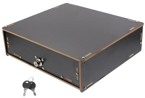 RUNROTOO Vassoio Porta Soldi in Legno Multifunzionale Cassetto Multi-Griglia per Contanti e Monete Organizzatore di Denaro per Ufficio Supermercati e Negozi Contenitore Portadenaro da
