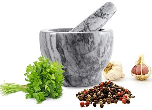 Sendez Mörser mit Stössel 2tlg aus Marmor Ø13 Schlegel Zerkleinerer Gewürzmörser 2,3 kg