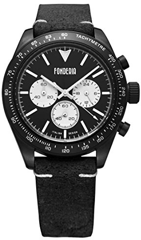 FONDERIA Herrenuhr SALTSPEEDER - Vintageuhr Edelstahl, italienisches Design, Chronograph mit Stopp-Funktion