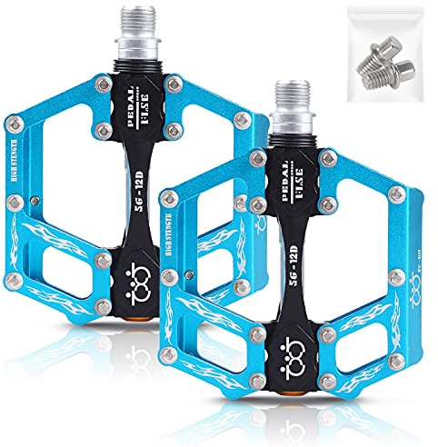 SPFASZEIV Pedali della Bicicletta Pedale della Bici in Alluminio Ciclismo/Strada Mountain MTB/BMX Pedale della Bici con Pedali Super Bearing Platone Stabile con Pedale Antiscivolo per 9/16