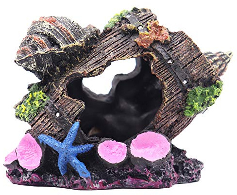 Ulifery Small Cute Barrel Fish Tank Decorations Aquarium Hideaway Cave House with Shell