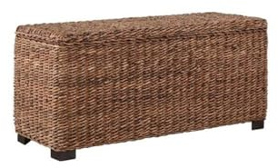Belmont Home Caswell 42 Woven Banana Leaf Rattan Storage Trunk in Honey Brown