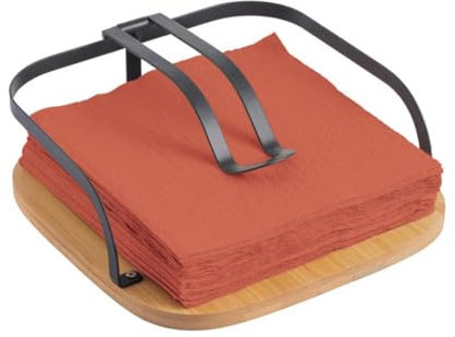 MSV Porte serviettes papier de tables avec barre de maintien Design industriel Bambou & Acier ELIE Noir mat