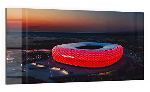 DEQORI Glasbild Echtglas | Motiv Allianz Arena, München | horizontal einteilig 100x50 cm | schöne Dekoration | Wandbild für Wohnzimmer, Schlafzimmer, Flur & Küche | moderne Wanddeko