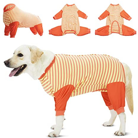 LovinPet Genesungsanzug für Hunde, Größe M, L, vollständige Abdeckung, für große Hunde, Wundschutz, chirurgischer Genesungsbody für Bauchwunden nach Operationen, ausgeschnittenes Design des Bauches,