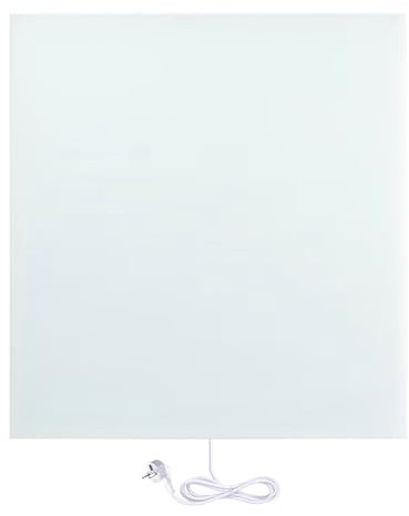 Panneau Rayonnant Électrique en verre, Blanc, Puissance 400 Watts, 60cm x 60cm, Montage Mural, Radiateur Chaleur Infrarouge