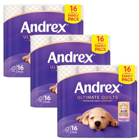 Andrex Ultimate Quilts Toilet Tissue 3 x 16 (48 Rolls) Sold by Slamtech