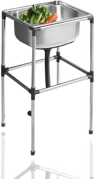 AYHARYLH Évier Commercial Évier Utilitaire sur Pied Évier Simple en Acier Inoxydable avec Robinet pour Garage Extérieur, Restaurant Commercial, Buanderie. (Color : No Faucet, Size : 37 * 31cm)