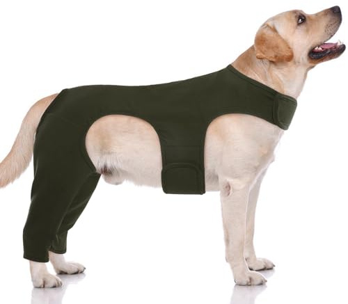 Hjyokuso Tuta Cani Post Intervento, Body Post Operatorio Cane Cotone, Tuta Cane Post Operatorio Femmina Maschio,Manica Anti Leccatura del Cane sulla Gamba Posteriore,Collare Elisabettiano Alternativa