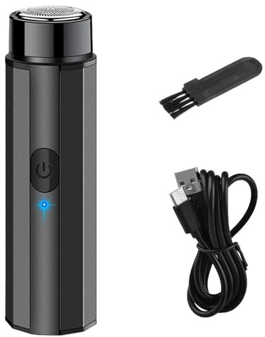 afeitadora para hombres - Afeitadora eléctrica portátil - Maquinillas de afeitar de bolsillo recargables por USB de tamaño de viaje, afeitado en y húmedo con un botón y uso en y húmedo