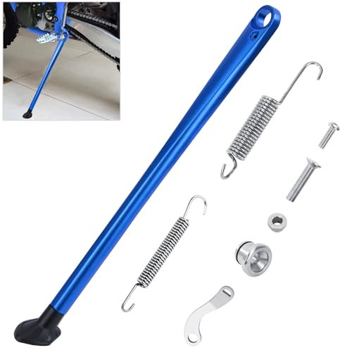 Tunejoy Béquille Latérale de Moto Universel Support de Bequille Laterale Moto avec Socle À Ressort pour ATV Dirt Pit Bike Quad Motocross Tout-Terrain 43cm Bleu