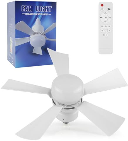 Alljia Fan Light with Ceiling for Bedroom Remote Control, Dimmable, 3 Speed, 2H 4H Timer,e27