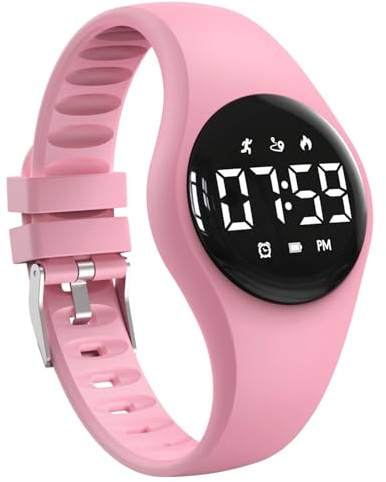 Reloj de seguimiento de fitness para niños con pantalla LED, reloj de contador de pasos resistente al agua, reloj de pulsera digital, podómetro, reloj despertador y calendario para niños, niñas y