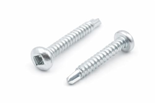 Design61 200 viti autofilettanti a testa semicircolare, 3,5 x 9,5 mm, in acciaio temprato, zincato, antiruggine, per legno e metallo, autofilettanti, SQ1, con bit