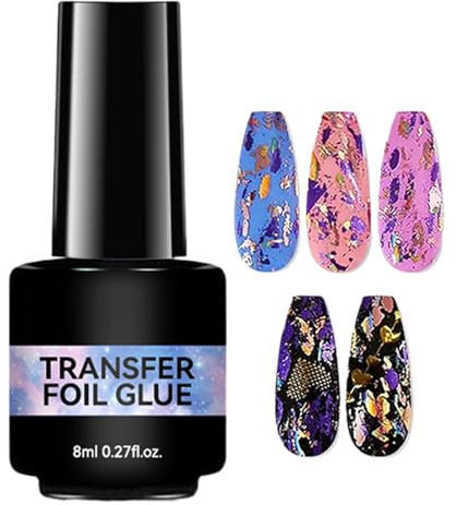 Gel De Colle Pour Feuille D'ongles Pour Autocollants En Feuille - 8ml Conseils De Transferts D'ongles Pour L'art Des Ongles, Gel De Transferts À Forte Adhérence Off Foil Kit, Nécessitant Une Lampe UV
