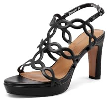 QUEEN HELENA Sandali a T con Tacco Alto Donna ZM11021 (Nero, Sistema Taglie Calzature EU, Adulto, Donna, Numero, Media, 37)