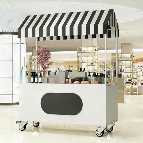HARELA Carro de Venta Ambulante para Perritos Calientes/Salchichas/Pan, Carrito de Comida Callejero, Puestos ambulantes portátiles con toldo para ferias y promociones corporativas(White,120cm/47.2in)