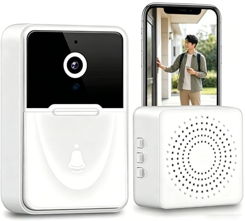 Genérico VideotimbreTimbre Inalámbrico con 2.4GHz WiFi, 1080p HD Vídeo Timbre Puerta Inteligente con Cámara, Visión Nocturna, Audio bidireccional, Instalación Fácil por App Cuenta Propia