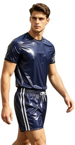 Zaldita Plastskjorta för män med sidenlinning, shorts, set, lediga sportkläder | Längd, vattentät och läckagesäker outfit, dragfåll linning, arbetskläder, vardag, jakt, vandring, streetwear, löpning