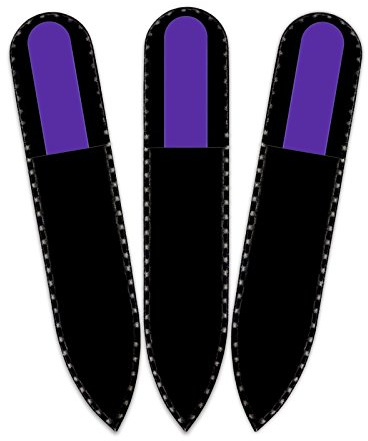 Mont Bleu Lima de uñas de cristal de color en estuche de terciopelo negro, tamaño pequeño, vidrio templado checo auténtico, Garantía de por vida | Fabricado a mano en la República Checa