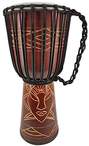 40cm Profi Djembe Trommel Bongo Drum Buschtrommel Percussion Afrika Schnitzerei - (Für Kinder ab 6 Jahren und Anfänger)