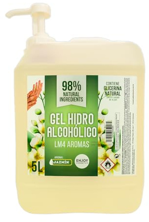 ENJOY COSMETICS - Gel Hidroalcohólico Aroma a Jazmín 5L | 70% Alcohol | Con Glicerina Natural | Para el Cuidado de la Piel | 98% Ingredientes Naturales | Ideal para Casa y Comercios